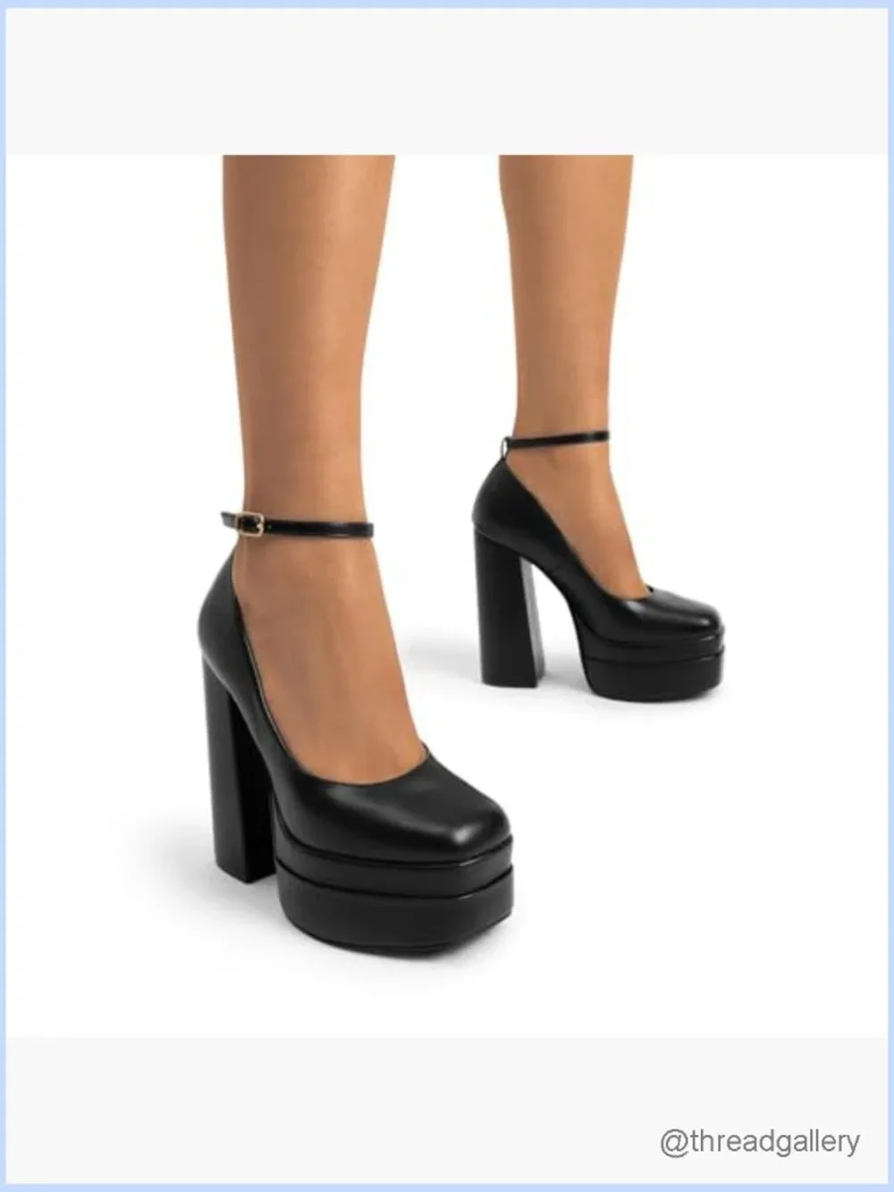 Y2K Chunky Platform Pumps Square Toe Ankle Strap Party Heels 5.5